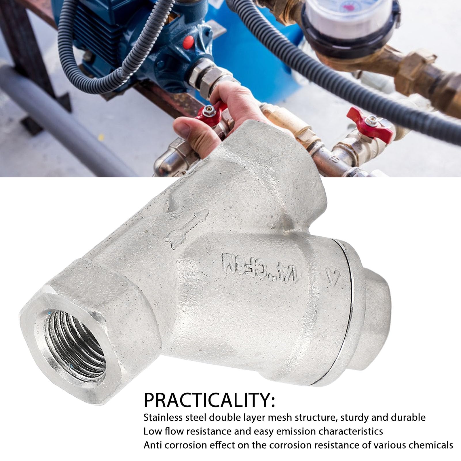 Filtro En Y 1/4 Pulg. DN8 Malla De Doble Capa De Acero Inoxidable para Agua Aceite Gas