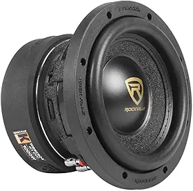 Rockville Subwoofer de áudio automotivo W65K9D4 16.5 cm 1000W pico duplo de 4 Ohm, 250W RMS, graves profundos, construção durável, design compacto, para entusiastas de áudio de carro