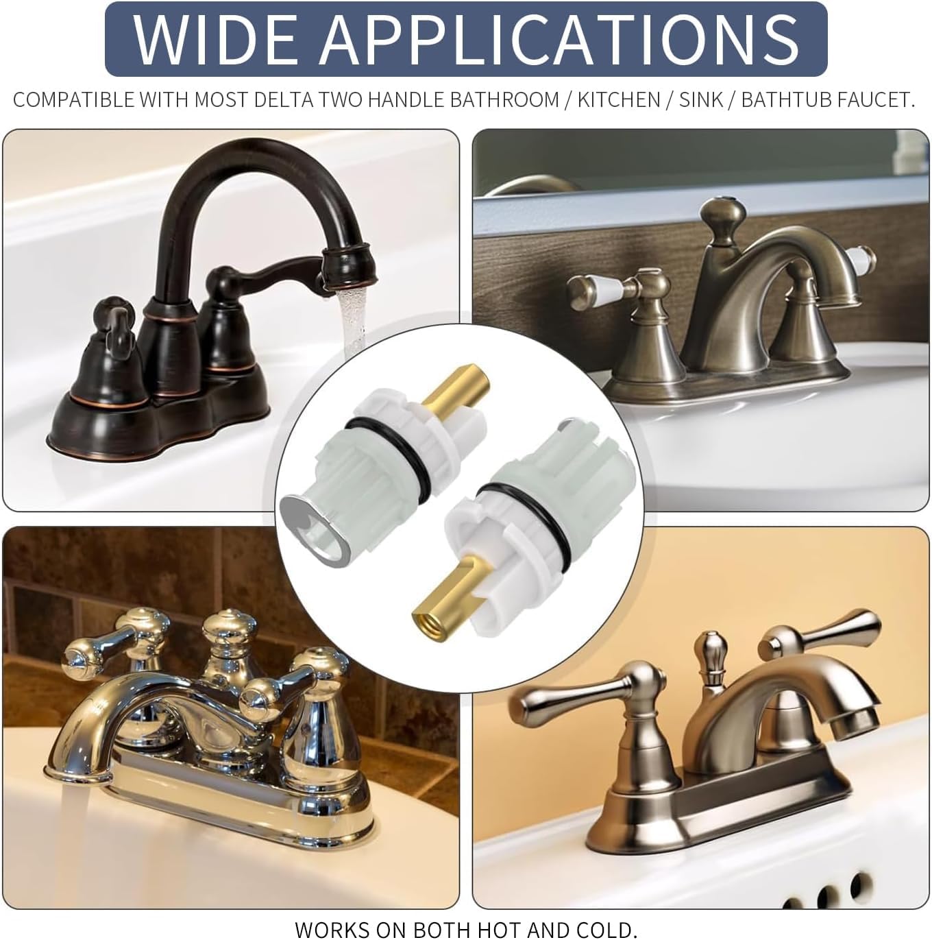 RP25513 faucet stem assembly Replacement Kit for two handle faucet repair kit with RP4993 Seats Springs RP24096 Cartridge RP24097 1/4 Turn stop, 2 Pack
