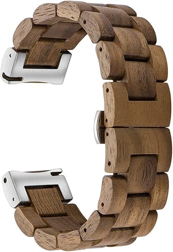 Correa de reloj de madera de 0.787 in para Samsung Galaxy Watch ActiveActive 2, 40421.732 in de acero inoxidable de madera correa de liberación