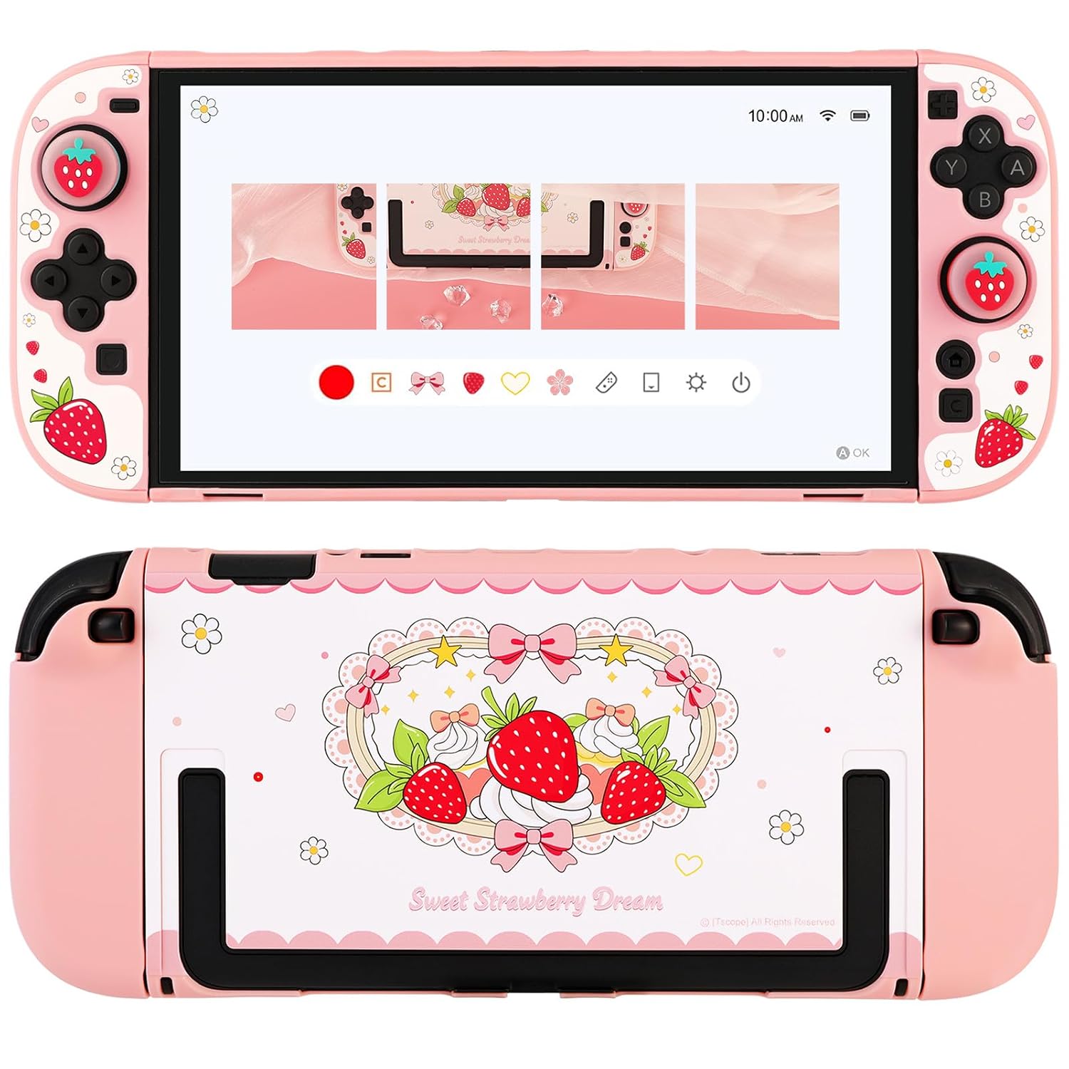Cute Strawberry Protective Case for Nintendo Switch 2, Dockable Hard Shell