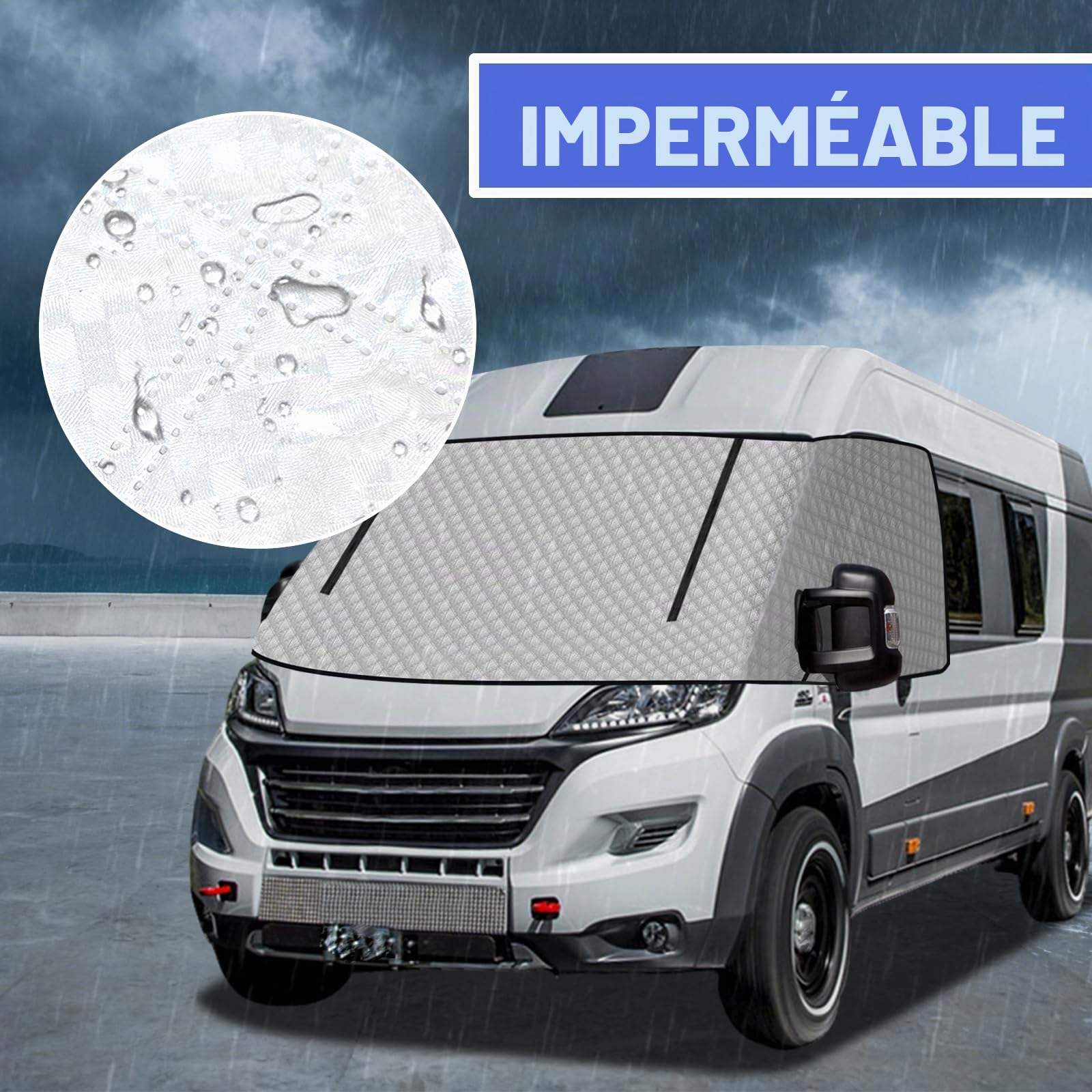Housse de protection thermique pour pare-brise avant, avec fermeture éclair, tapis de fenêtre thermique, protection thermique, pour Fiat Ducato, Peugeot Boxer, Citroën Jumper X250/290, 2006