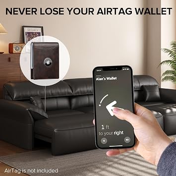 furid Slim AirTag Wallet for Men: Minimalist Full Grain Leather Card Holder | AirTag Holder, RFID, Only 0.33 Thick, Gift Box, 12 Card Slots, 2 ID Windows, Father, Birthday, Father's Day,