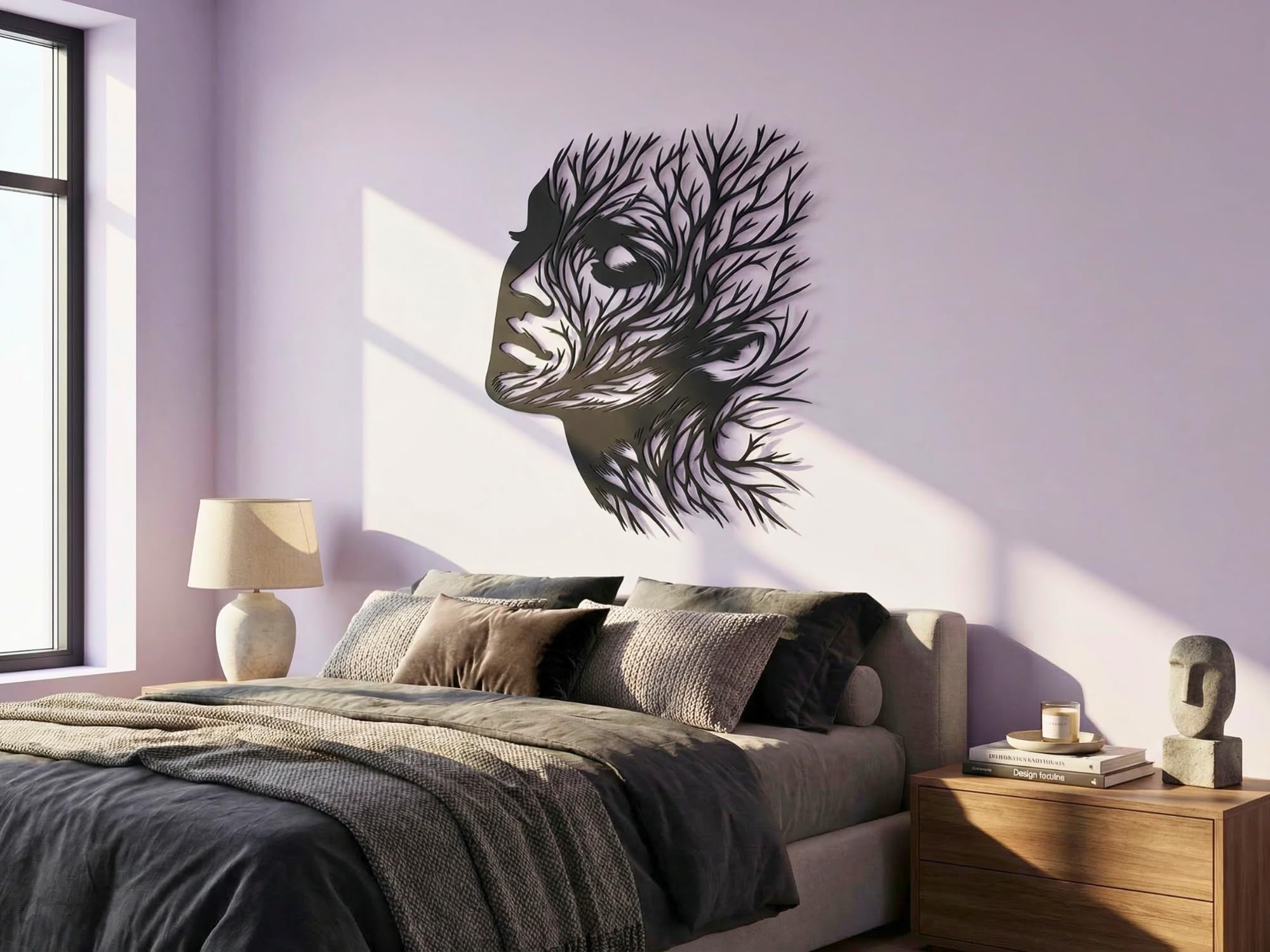 VAILLA Gesichter Wanddeko aus Holz 3D – Wandbild Wohnzimmer Schlafzimmer