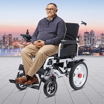 All Terrain Motorized Wheelchair for Adults,Lightweight Foldable Electric Wheelchair for Seniors,Portable Dual Motorized Power Wheelchairs Silla de Ruedas Electrica -12 mi Cruise Range-Travel Size
