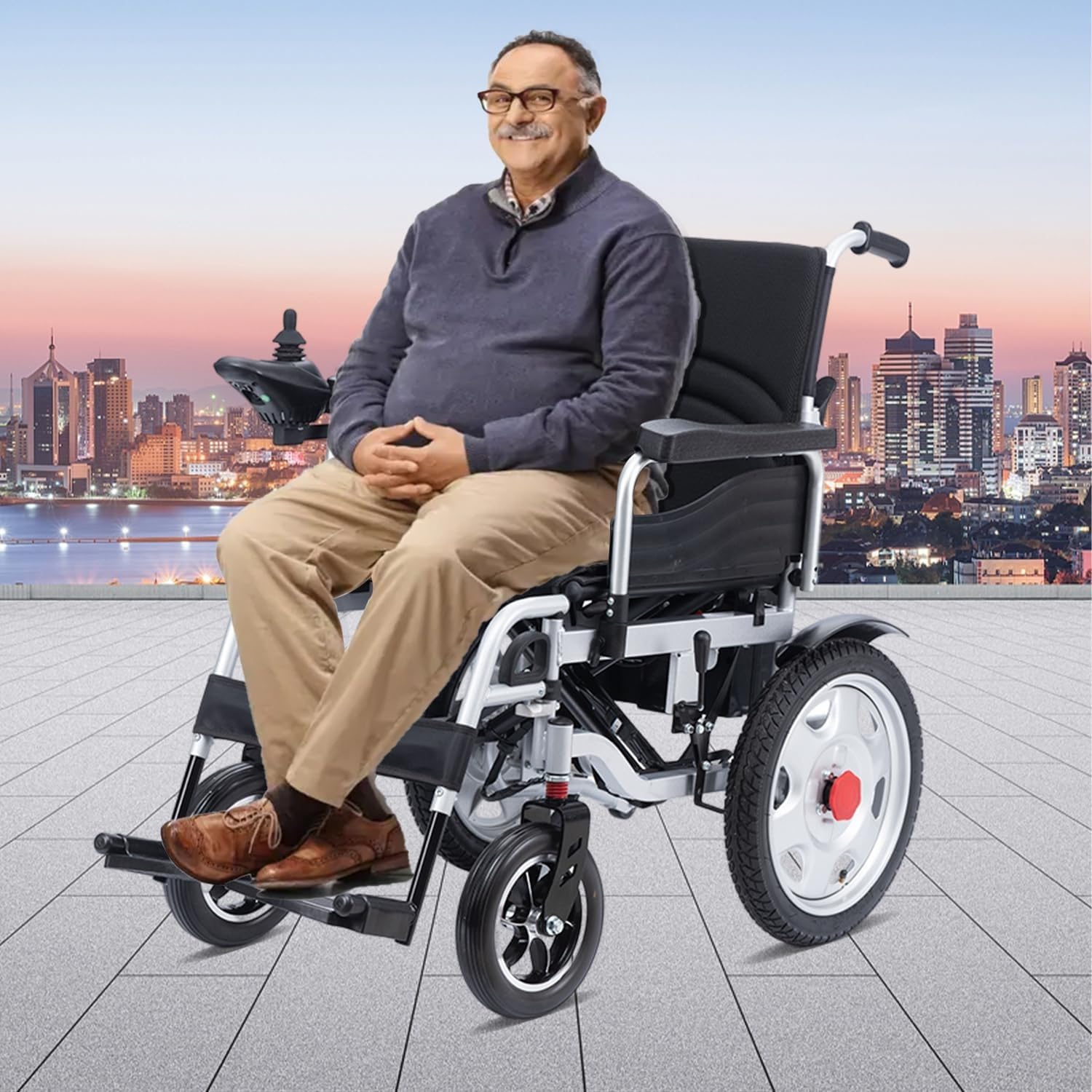 Sedia a rotelle motorizzata per adulti, sedia a rotelle elettrica leggera e pieghevole per anziani, sedia a rotelle motorizzata doppia portatile, Silla de Ruedas Electrica -12 mi Cruise Range-Travel S