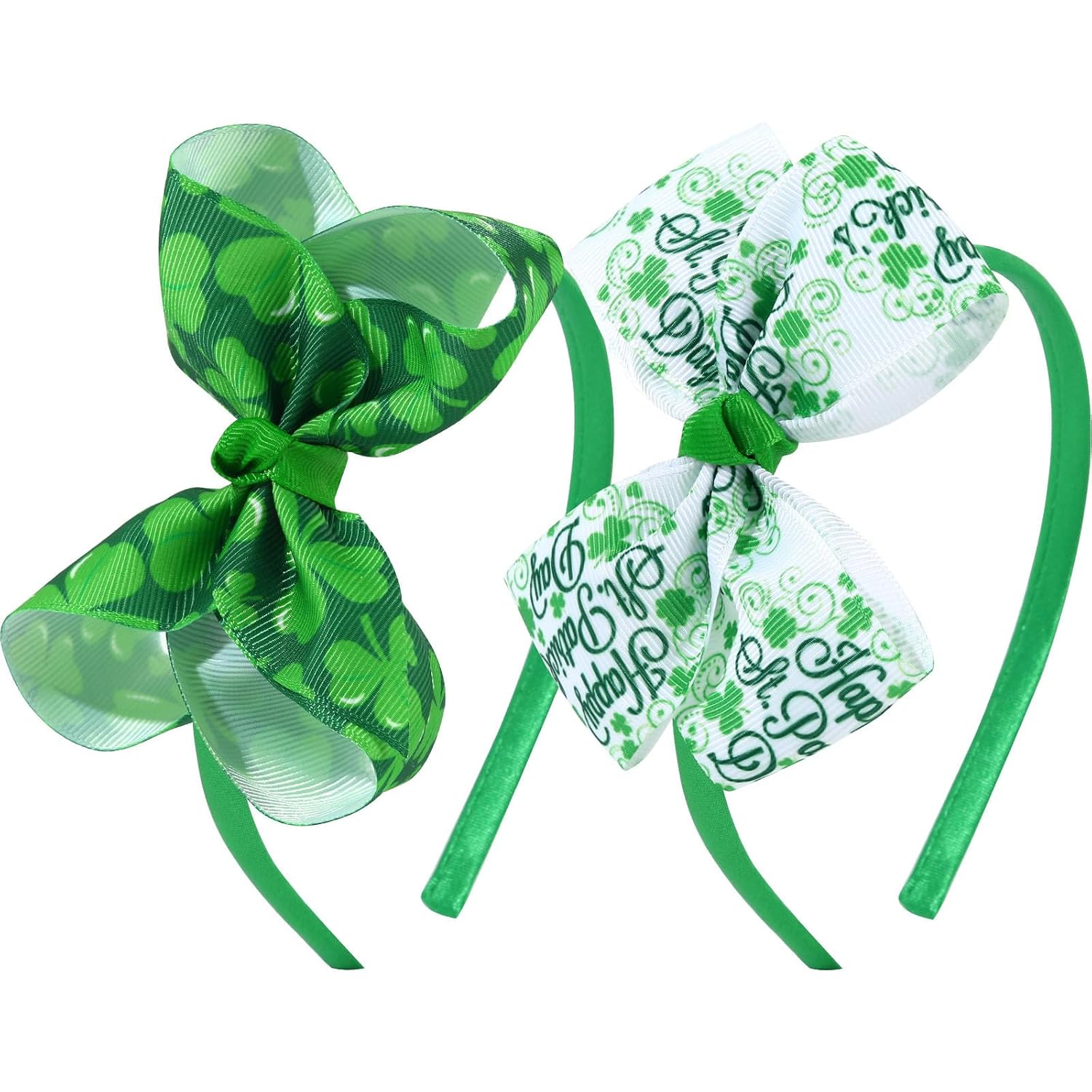 OAOLEER St. Patrick Grosgrain Bow Headband for Girls, Green Headband
