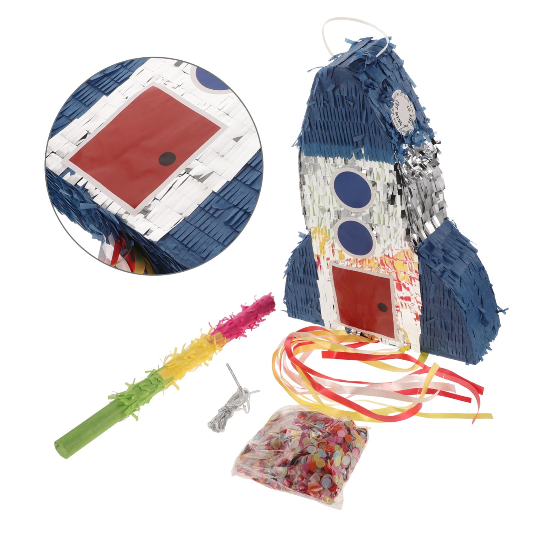 FRCOLOR Piñata Cohete Cumpleaños Infantil Diseño Único con Dulces y Juguetes Sorpresa para Fiestas Temáticas Astronauta Divertidos para Niñas