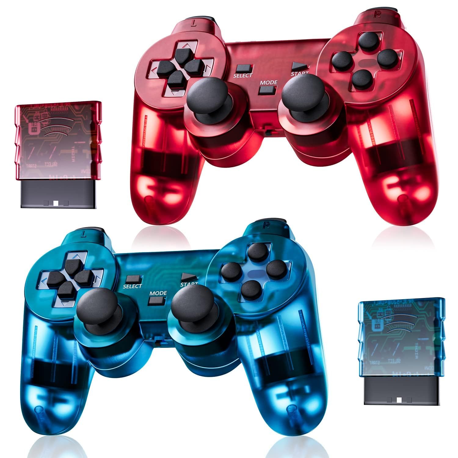 AUFGLO Contrôleur classique sans fil pour Ps2/Dual Shock 2/PC- (Violet+Bleu)