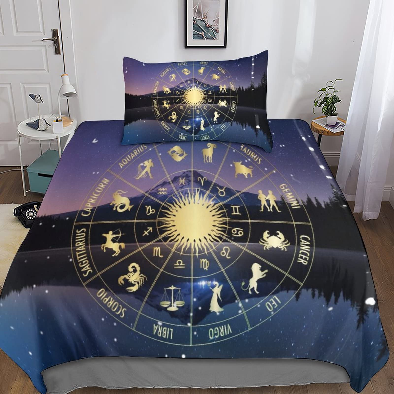 Housse de couette 3D zodiaque pour transformer la chambre d'enfant en nuit étoilée microfibre