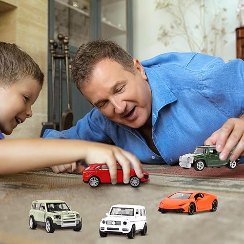 Miniatura 6 de Hooqict Juego de 5 autos de juguete de metal fundido a presión, puertas que se abren para niños de 3, 4, 5, 6, 7, 8, autos de carreras, mini auto de