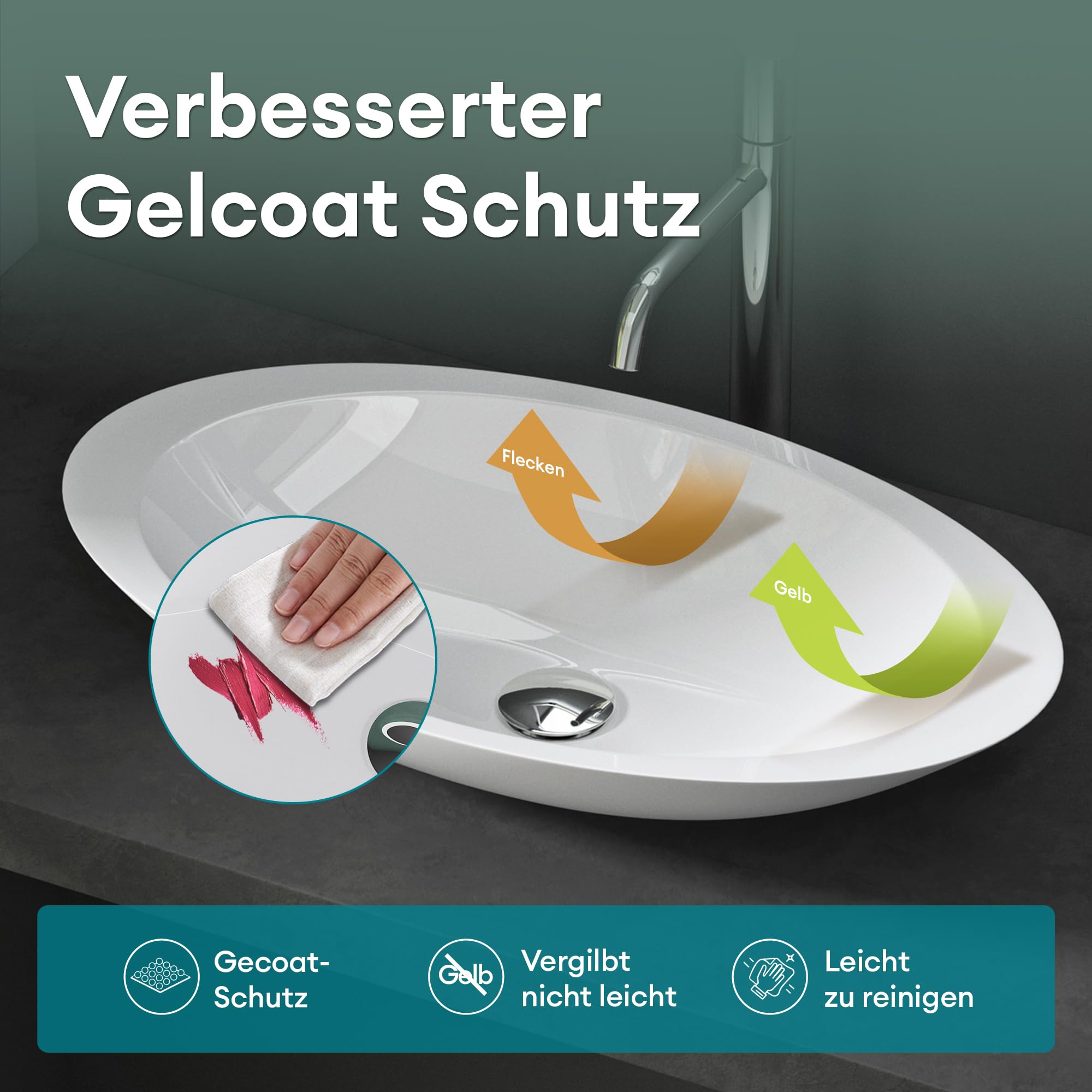 Mai & Mai Waschbecken mineralguss Aufsatzwaschbecken Waschschale Waschtisch in Weiß Col802