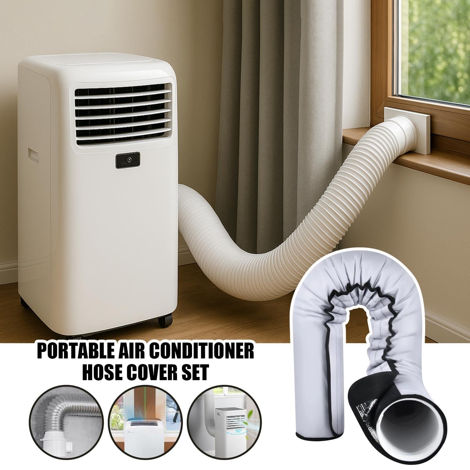 Aislante Para Manguera AC Portátil - Protección Térmica Tubo Compatible Manguera Escape 12,7-15 cm Diámetro | Anti-Quemaduras De Tubo - para Aire Acondicionado Exterior