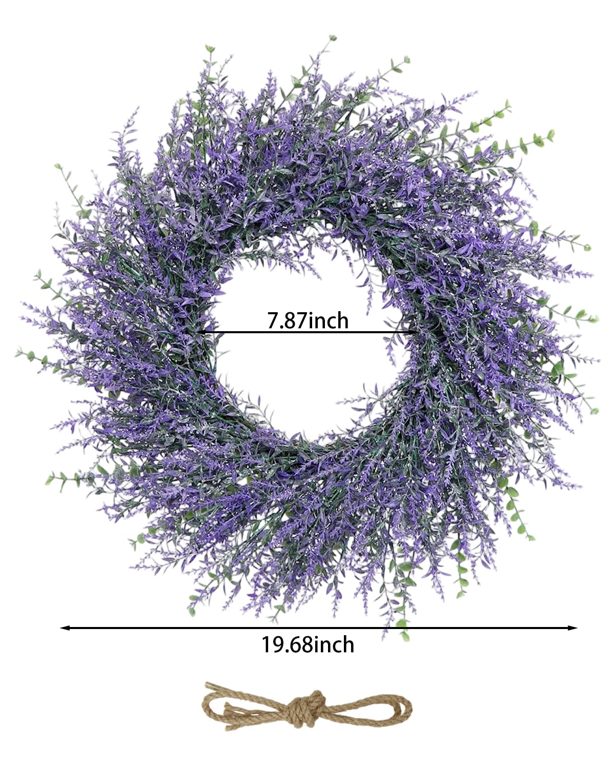 Ghirlanda per porta, 50 cm, ghirlanda di lavanda artificiale per porta d'ingresso, ghirlande primaverili ed estive, per tutte le stagioni, ghirlanda viola per matrimoni, San Valentino, feste in