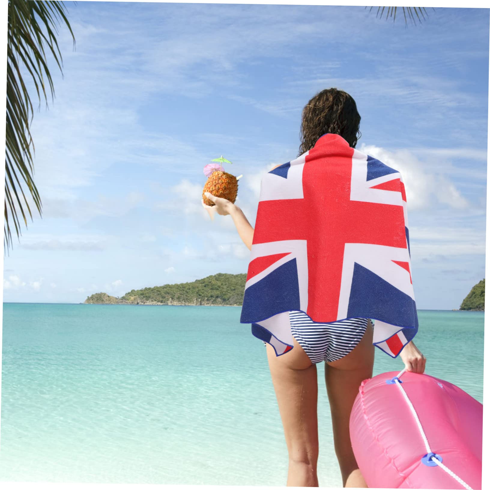 POPETPOP 2 Piezas Toalla de Playa con Bandera Inglesa Multifuncional de Microfibra Superfina Secado Rápido Ligera y Absorbente para Playa Piscina Camping y Yoga