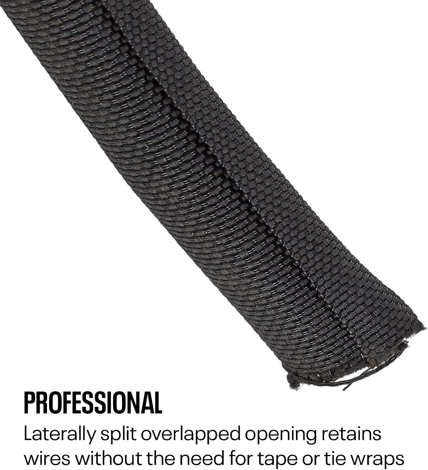 Braided Cloth Split Wire Loom Wrap, 1/2 Inch, 25 Foot Wire Sleeve