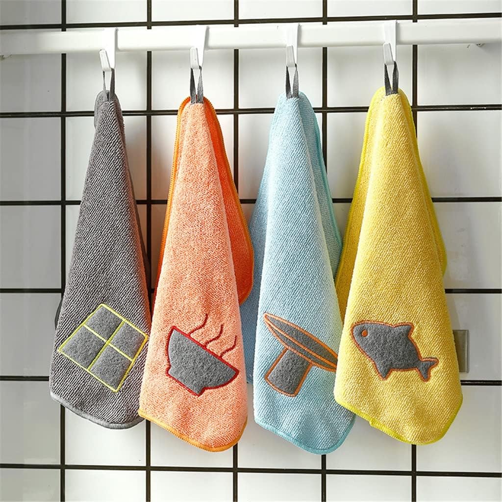 4 Pieces of Kitchen Hanging Dishcloths Absorbent Scouring Pads Rags Towel for Household Use
