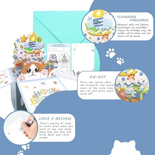 Miniatura 2 de DTESL Tarjetas de cumpleaños divertidas 3D desplegables, tarjeta de cumpleaños de gato Garfield en 3D para mujeres, tarjetas de felicitación de mamá