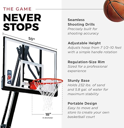 Miniatura 5 de IE SPORTS Aro de baloncesto para exteriores, fácil ajuste de altura de 7.5 a 10 pies, sistema de portería de baloncesto portátil para niños y