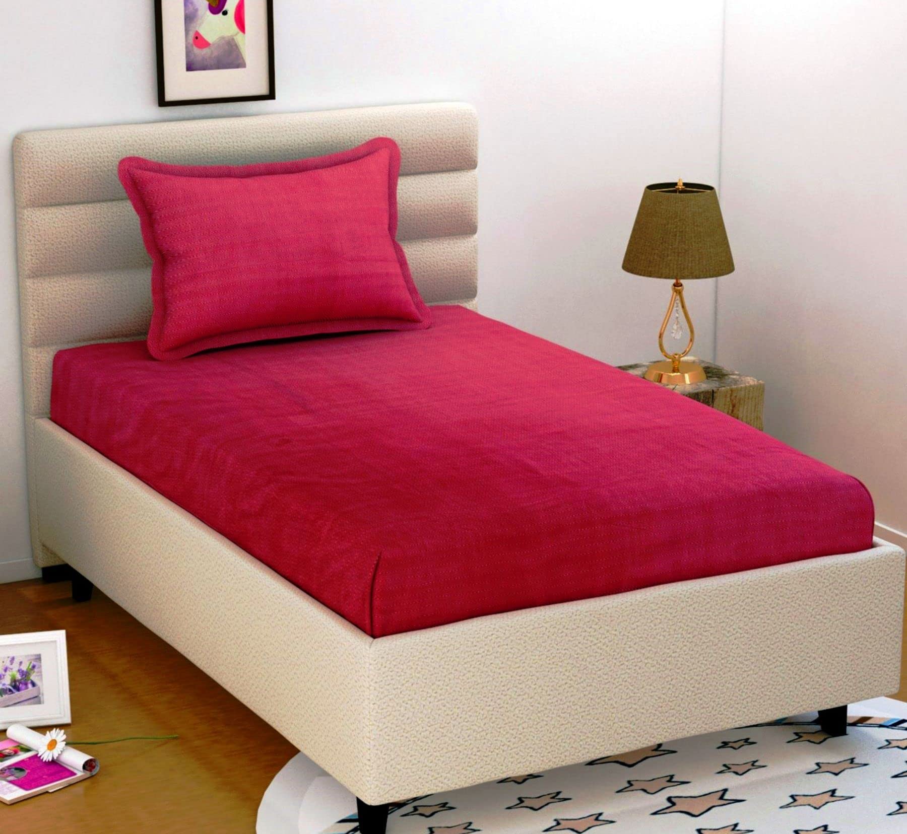 BELVOSTUM Homes Soft 186 TC Cotton Solid Bedsheet for Single Bed with 2 Pillows Covers 90x100, Inches (Magenta) (B0BZW61TVH) Amazon Price History, Amazon Price Tracker