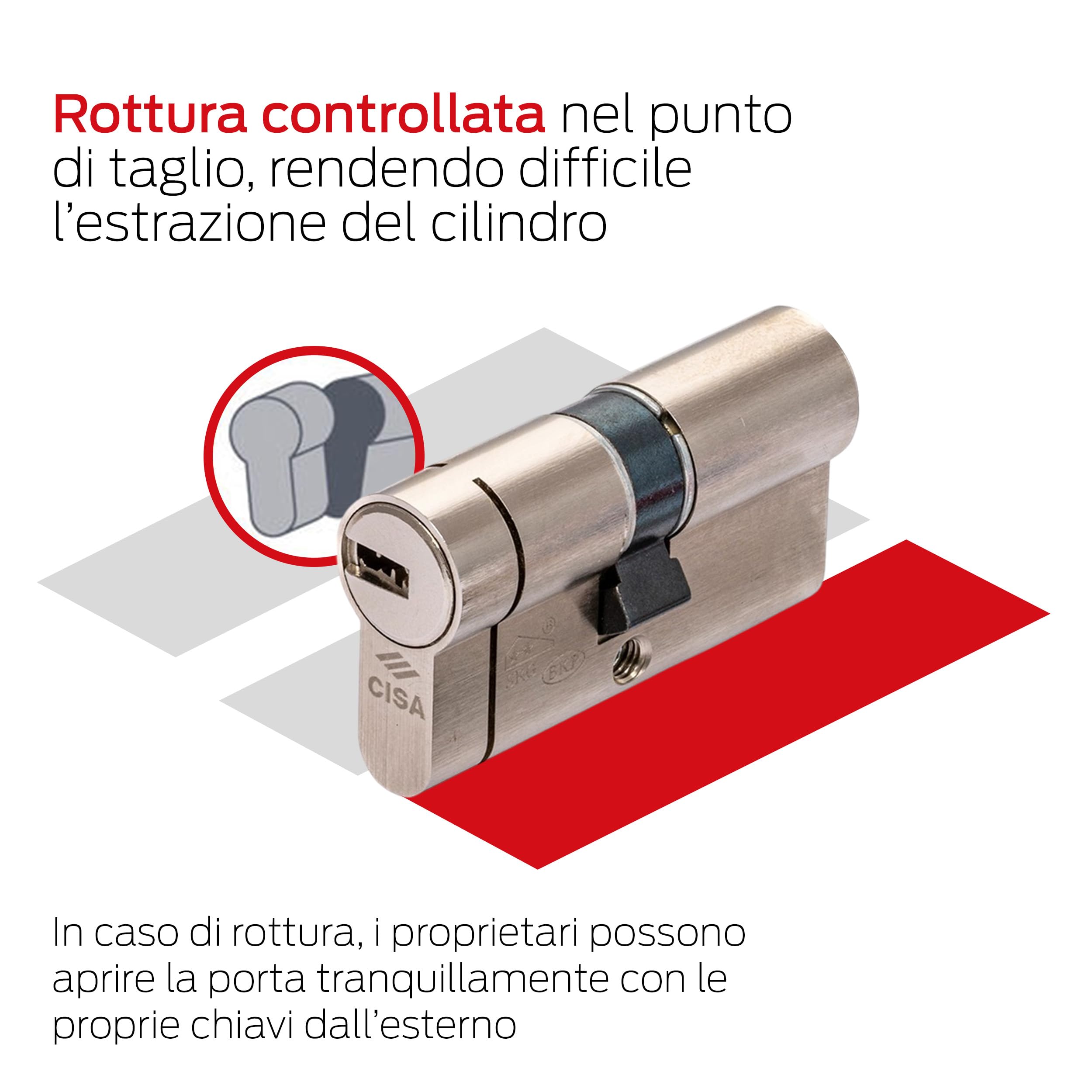 CISA - Cilindro Europeo Astral Tekno PRO 10M3T70701200C5 per Serratura Porta Blindata - Cilindro Europeo 30/30 con 5 Chiavi a Duplica Protetta - Predisposizione al Pomolo