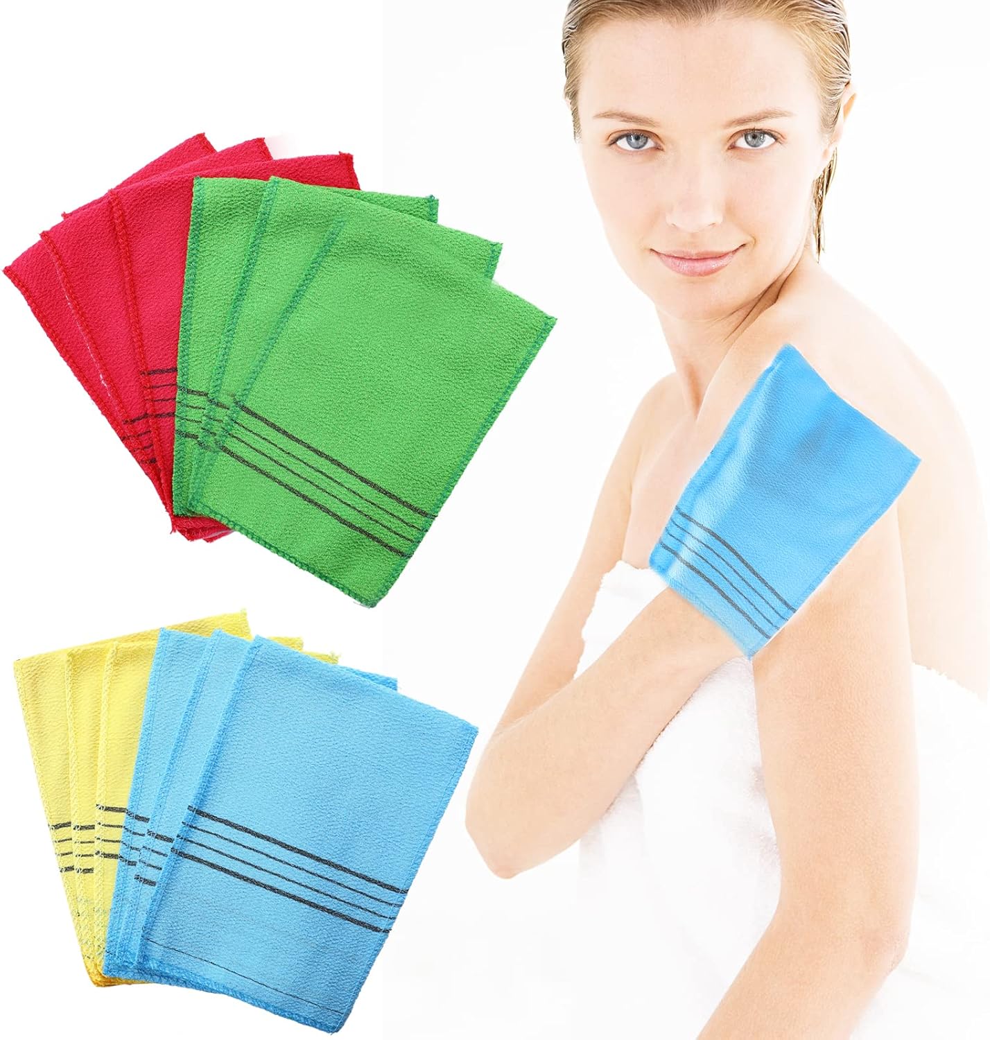 Korean Exfoliating Mitt,12 Pack Body Scrub Exfoliating