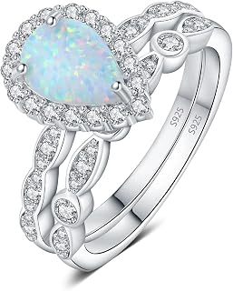 Classic Pear Cut 2.5ct Created Opal Halo Engagement Rings for Women, Infinity 925 Sterling Silver 14k White Rose Yellow Gold Plated Promise Ring for Her, Twisted Wedding Bands Bridal