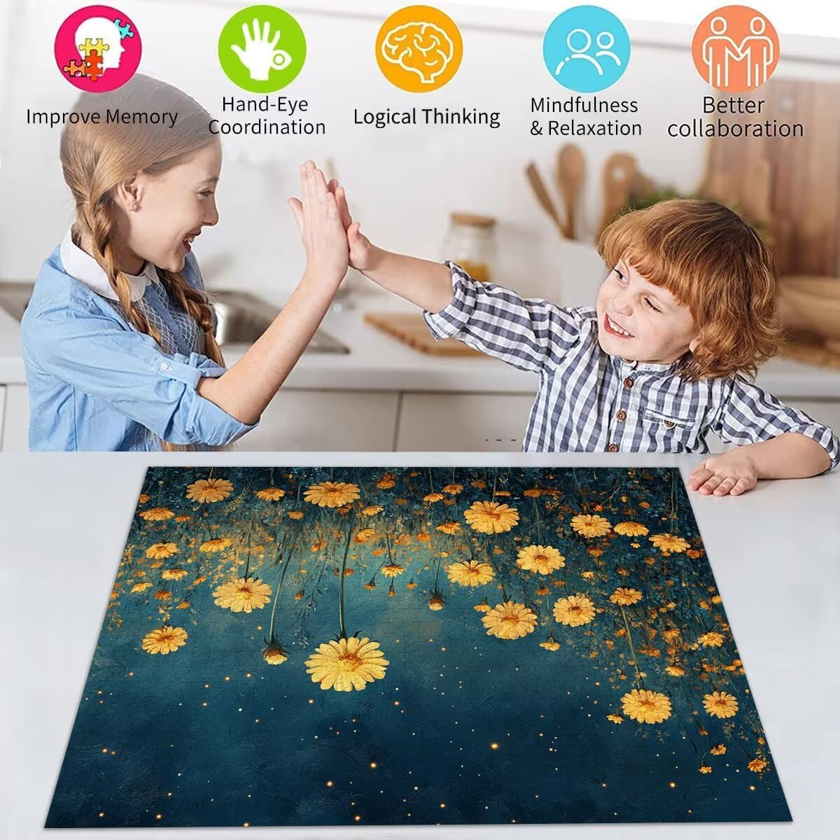 Blume Puzzle für Erwachsene Kinder Anspruchsvoll 5000 Teile Impossible Klassische Puzzles Schwer Anlage ab 8 9 10 Jahre Mädchen Jungen Jigsaw Kunst Educa,für Dekoration und Geschenke 105x156cm t-345