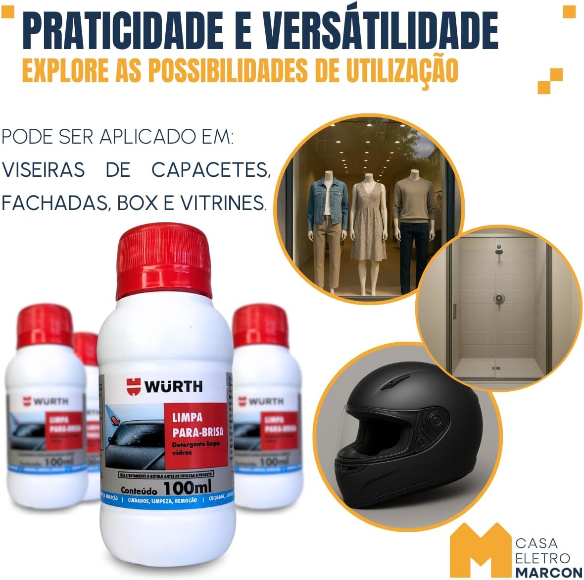 5 Unidades Limpador de Parabrisa Liquido Para Reservatorio do Carro 100ml Wurth