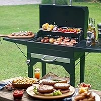 Vista 5 de MASTER COOK Charcoal Grills with Two Side Tables, 17'' Outdoor Smoker Barbecue bbq grill for Camping, Patio,Backyard Party, Picnic, Black