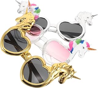 LOGOFUN 3pcs Transparent Animal Glasses Photo Booth Props Rainbow Costume Eyeglasses for Birthday Party Baby Shower Wedding Theme Decoration
