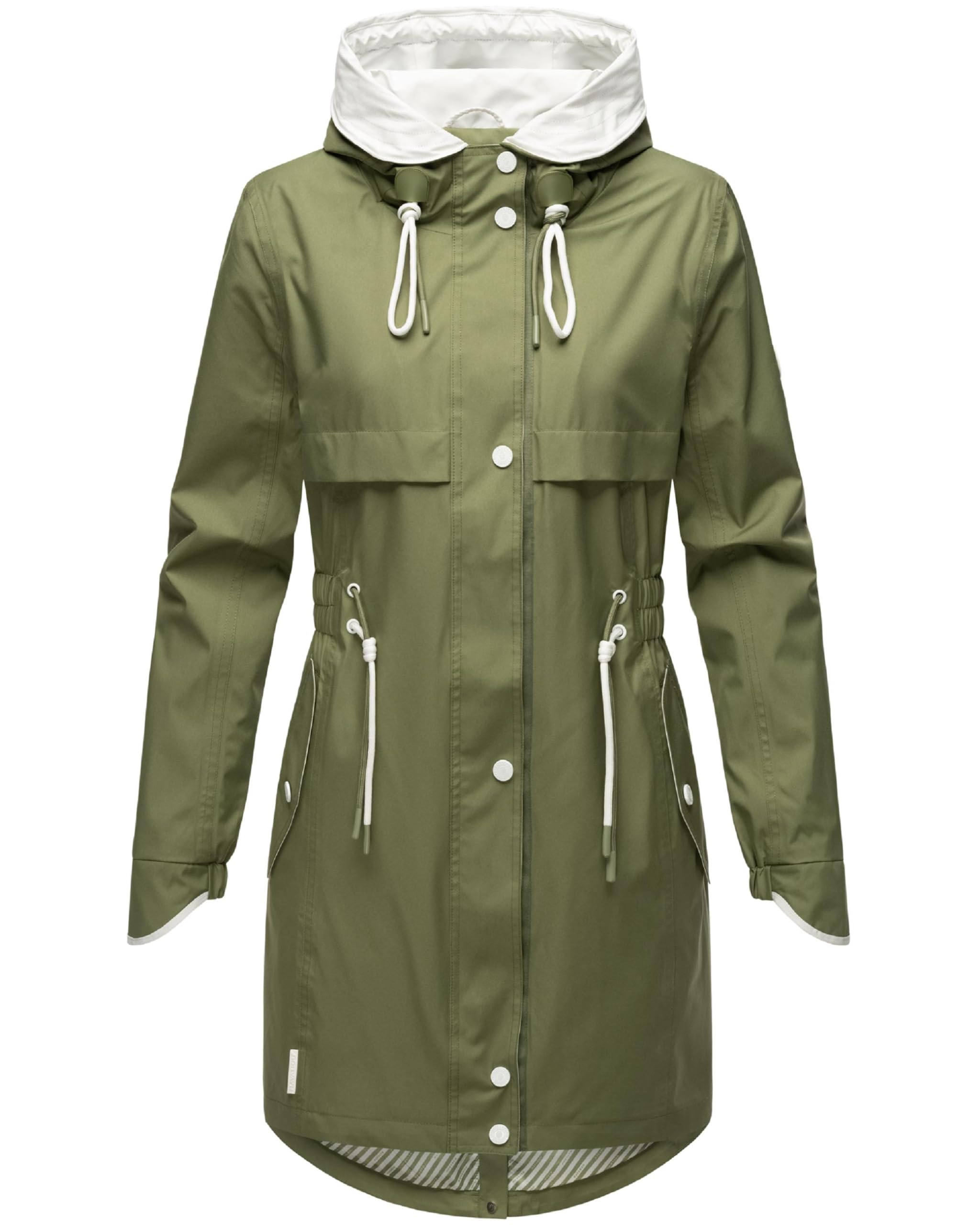 Navahoo Xankaa Lightweight Women's Transition Coat Long Parka with Hood S-3XL, Dusty Olive, M