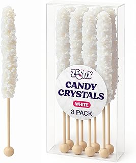 White Rock Candy Sticks – Tropical Flavor – 8 Count – Individually Wrapped – Cocktail Garnish, Party Favor – Wedding Decor, Baby Shower, Birthday Display