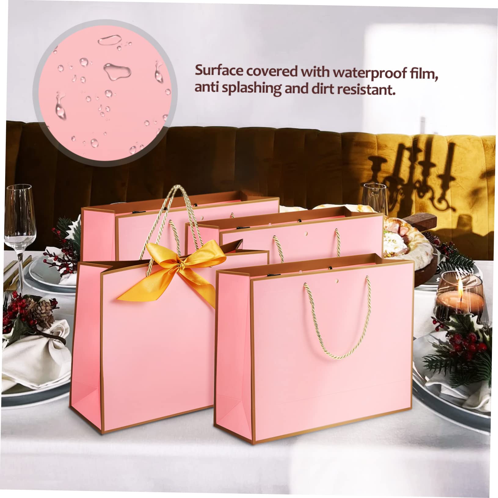 COLLBATH 10 Bolsas Decoradas Con Lazo Y Asas Bolsas De Papel De Gran Capacidad Para De Fiesta Para Envío