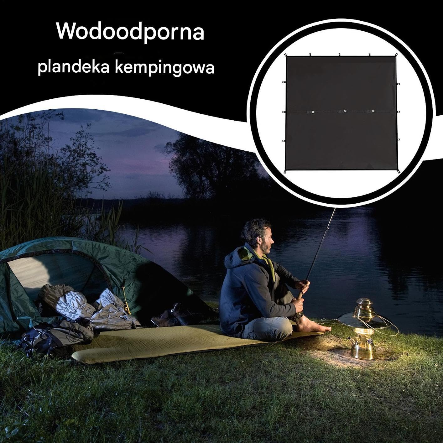 Plama Namiotowa - Przenośna Plandeka | Wyposażenie Survivalowe z Pokrowcem Ochrona Przeciwdeszczowa do Wędrówek Parku i Rekreacji Hamak Plażowych Aktywności Obozowania