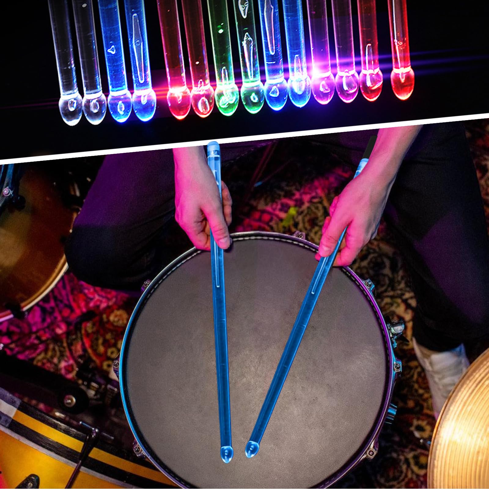 15 Couleurs LED Baguette Lumineuse: 5A Baguettes Lumineuses en Matériau PC-Polymère avec Câble de Charge USB et Pochette en Velours, Baguette Lumineuse Rechargeable pour Fêtes et Événements