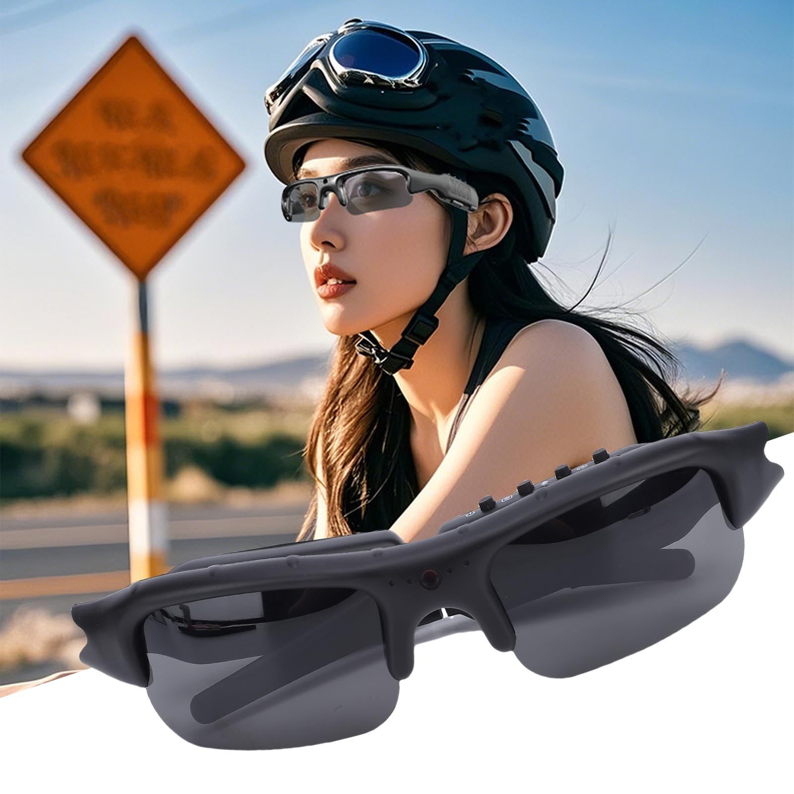 Gafas con cámara HD 1080P Estabilización Inteligente Lente Gran Angular para Actividades al Aire Ciclismo Deportes [Lente polarizada]