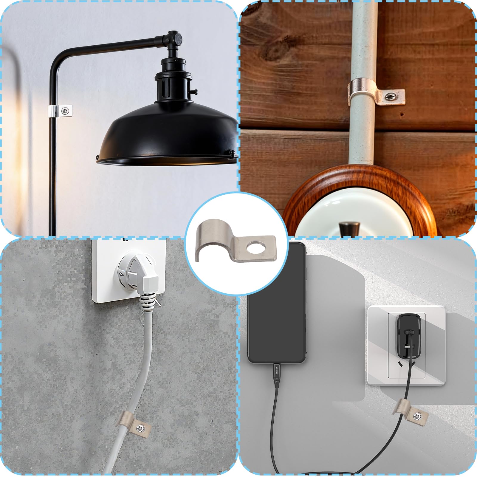 MINGBOLIN 75 Piezas Abrazadera de Tubo U,Abrazaderas Metalicas para Tubos Abrazadera de Fijación Abrazaderas para Tubos Fijacion de Tubo Solo Orificio Clips de Cable,para Tubos y Cables (8mm)