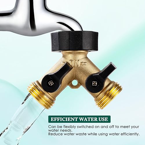 Miniatura 4 de Dalmbox Divisor de manguera de jardín de 2 vías, adaptador de manguera de jardín de latón con conector Y, divisor de manguera de agua, válvula de