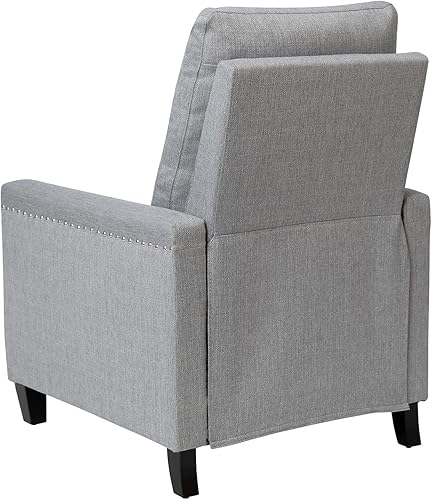Miniatura 5 de Flash Furniture Carson - Silla de empuje estilo transicional, tapicería de tela, adorno de uñas, reclinable, color gris claro