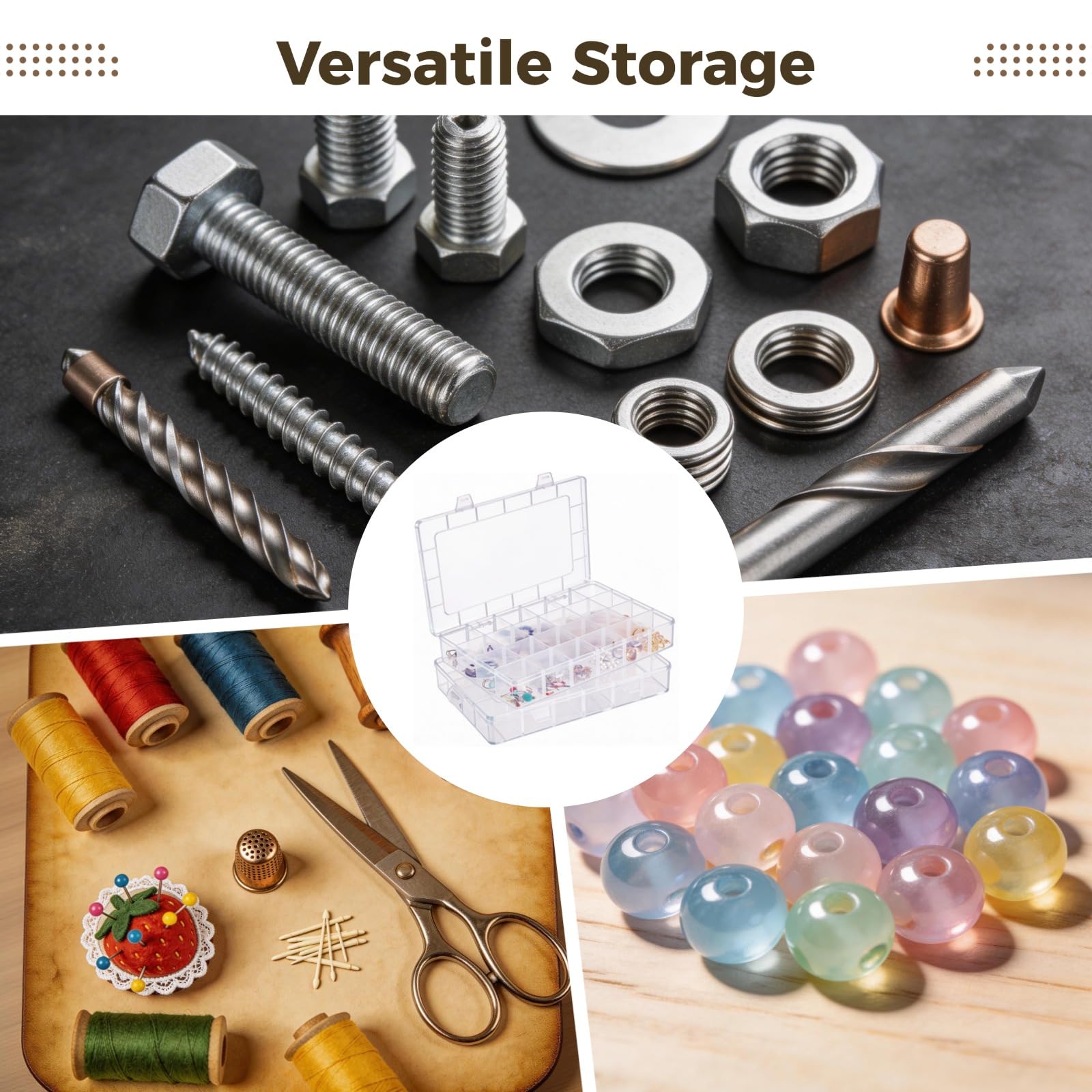 2 scatole organizer in plastica, 24 scomparti trasparenti con divisori regolabili, custodie in plastica trasparente per gioielli, perline, materiali di ricerca, forniture artigianali