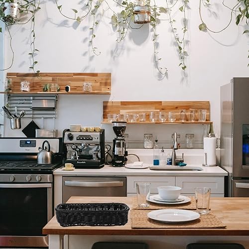 Miniatura 7 de Hemoton 2 cestas de almacenamiento tejidas para cubiertos y tarros de especias, organizador doméstico para cocina y mesa, cestas tejidas multiusos