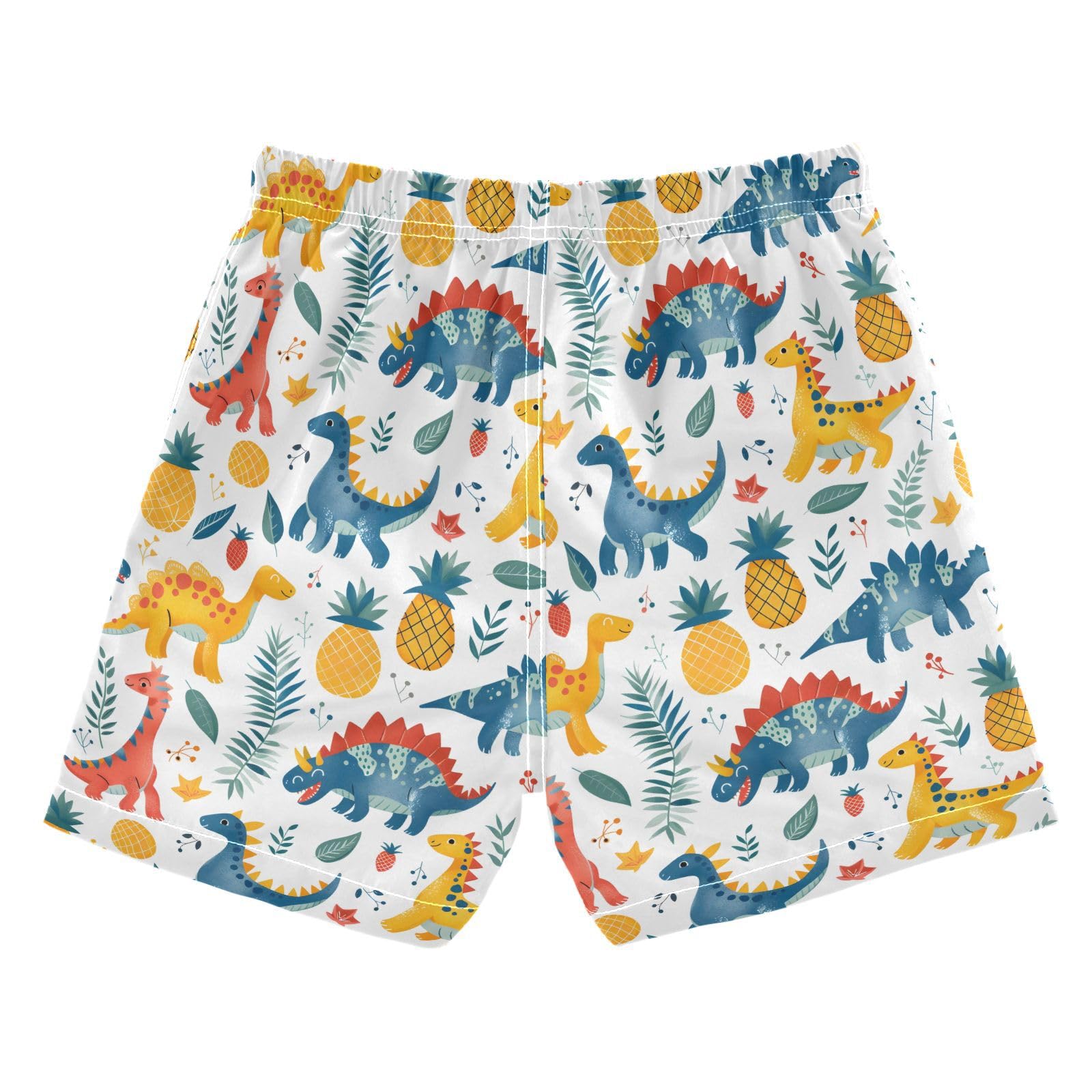 ALAZA Dinosaur Pineapple Strawberry Leaf Boys Quick Dry Beach Board Shorts Kids Swim Trunks Bathing Suit Swimsuit 5T