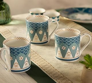 India Circus by Krsnaa Mehta Oceanic Opulence Melon Coffee Mug | Tea Cup with Handles | Dishwasher Safe | Designer Multico... Price In India