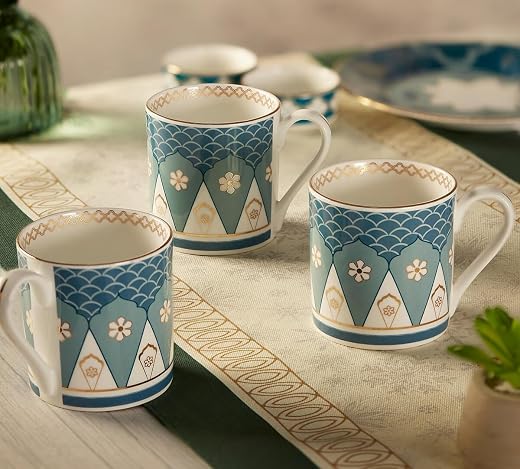 India Circus by Krsnaa Mehta Oceanic Opulence Melon Coffee Mug | Tea Cup with Handles | Dishwasher Safe | Designer Multico...