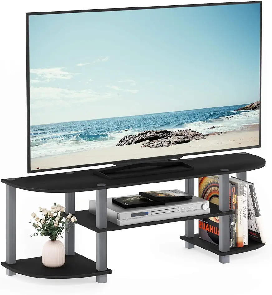 Furinno Turn-S-Tube Wide TV Entertainment Center, Black/Grey