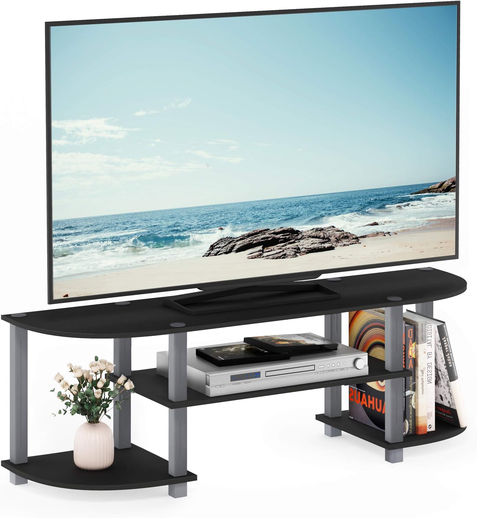 Turn-S-Tube Wide TV Entertainment Center, Black/Grey