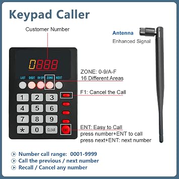 Take a Number System Queue Calling System 4桁のナンバリングディスプレイ キーボード チケット ディスペンサー プリンター サーマルレシートペーパーロール付き レストラン カフェ バンク用