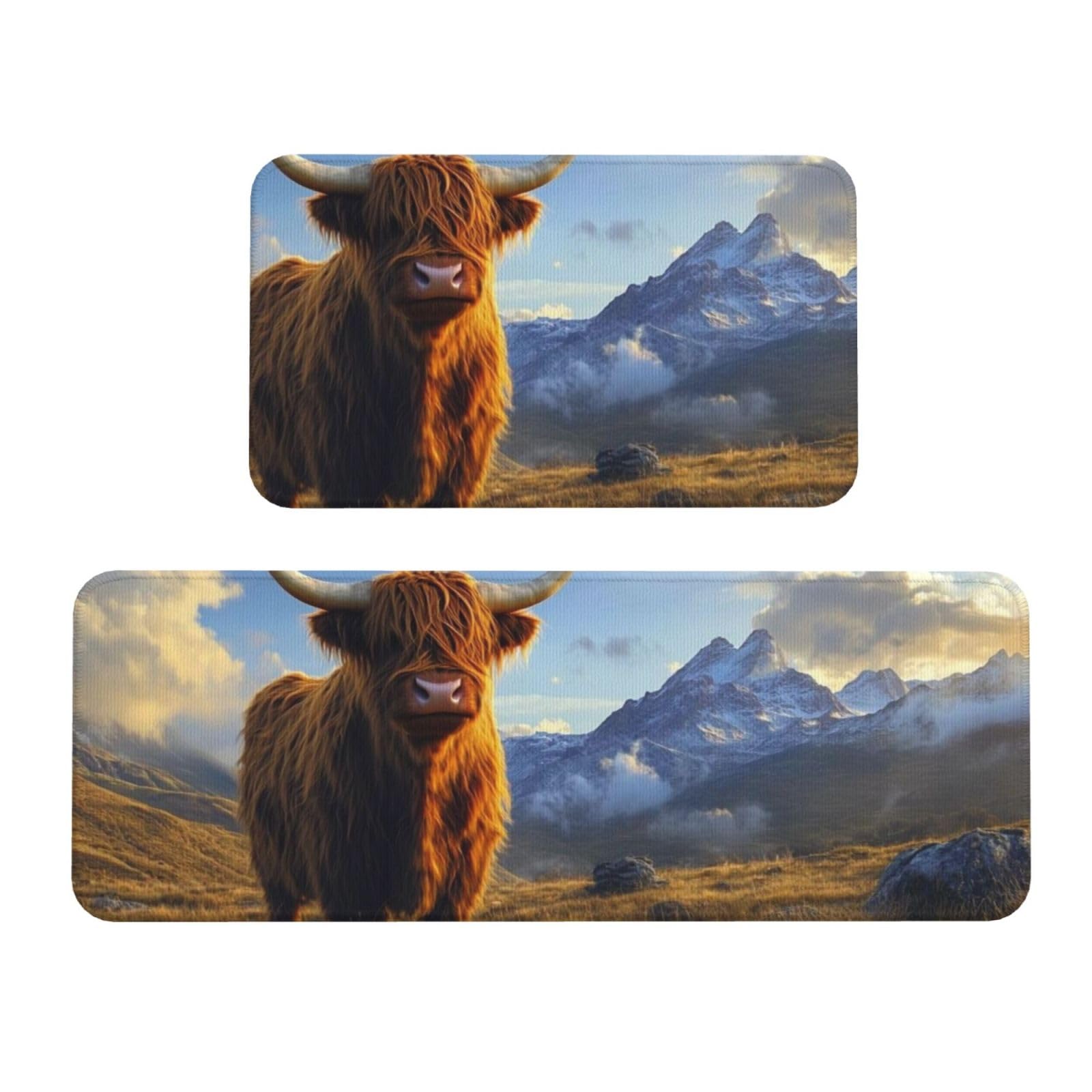 Tapetes de cocina lavables Snow Mountain Yaks acolchados de dos piezas para lavandería
