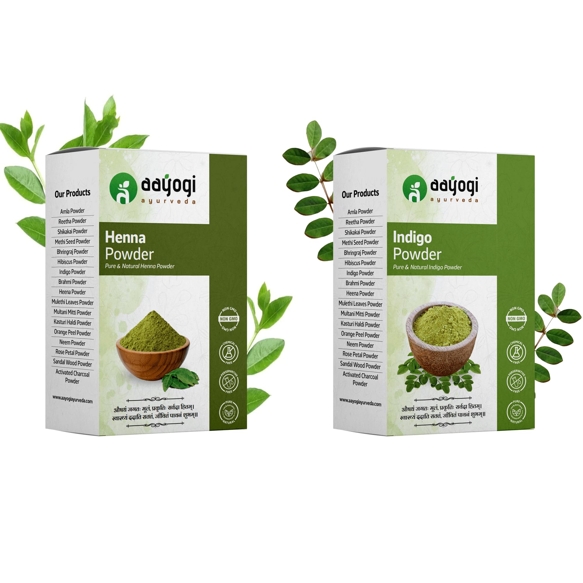 Natural Hair Color Duo – Henna Powder & Indigo Powder | 100% Pure & Herbal | No Chemicals or Dyes | For Natural Black & Brown Hair | Long-Lasting Grey Coverage | 2 x 200 gm | Aayogi Ayurveda-image-36